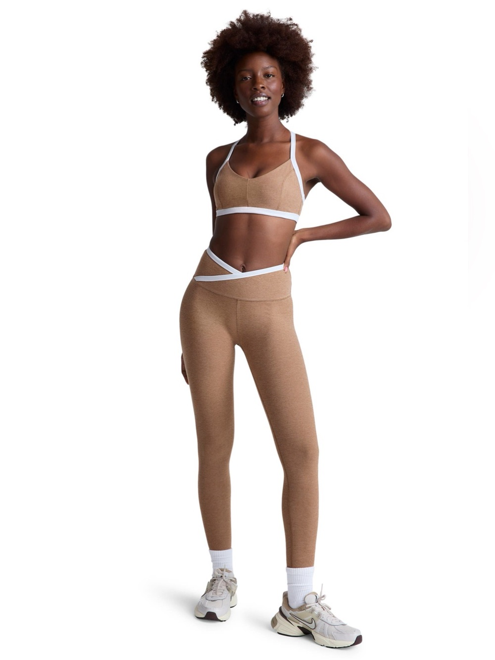 Beyond Yoga Spacedye Outlines High Waist Midi Leggings Desert Sand Cloud White S